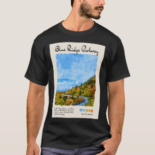T-shirt Blue Ridge Parkway Aquarelle Vintage Voyage