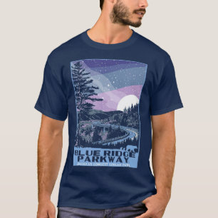 T-shirt Blue Ridge Parkway at Night WPA Style Vintage