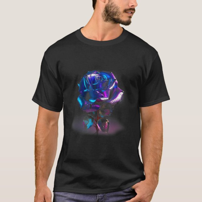 T-shirt Blue Rose with Pink Flower (Devant)