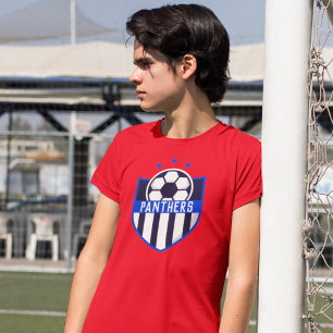 T-shirt Blue Soccer Shield Team, Nom et numéro du joueur