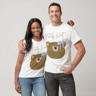 T-shirt Blue Teddy On Peut Attendre Un Baby shower Garçon