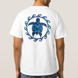T-shirt Blue Tribal Turtle Sun