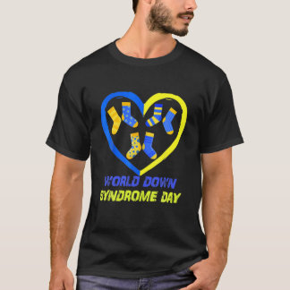 T-shirt Blue Yellow Heart 21 World Down Syndrome Sensibili