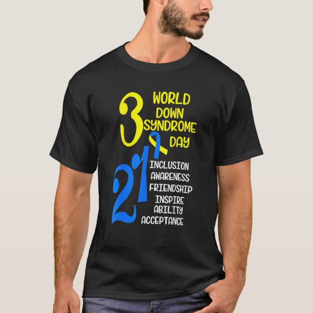 T-shirt Blue Yellow Ribbon 321 World Down Syndrome Award (Devant)