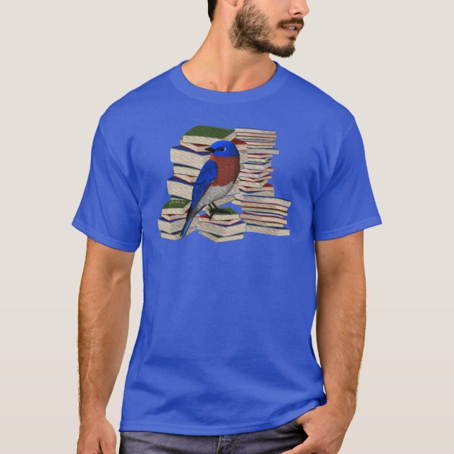 T-shirt Bluebird Birds and Books Lecture Oiseaux Regarder  (Devant)