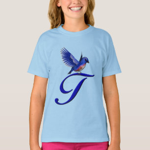 T-shirt Bluebird Elegant Monogram Initiale T 