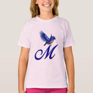 T-shirt Bluebird Elegant Monogramme Initiale M 