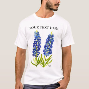 T-shirt Bluebonnets Texas State Flowers Lupine Watercolor