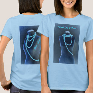 T-shirt Blues de mode perles bleues sur Mannequin Chic