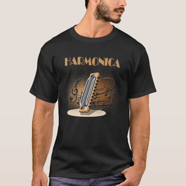 T-shirt Blues Harmonica mouth organ harmonicist  1 (Devant)