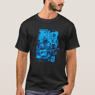 T-shirt Blues Music Graphisme de Bluesman et Guitare
