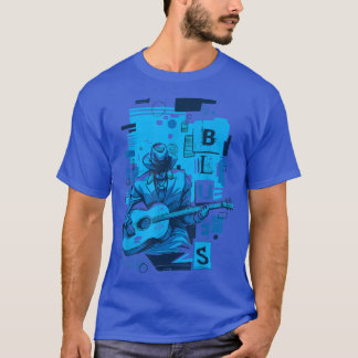 T-shirt Blues Music Graphisme de Bluesman et Guitare