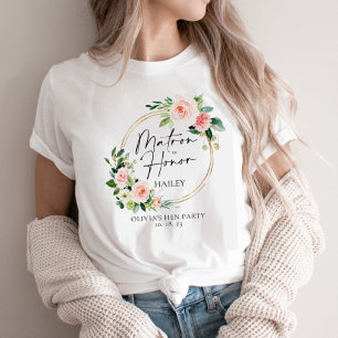 T-shirt Blush Floral Wreath Matron D'Honneur Personnalisé
