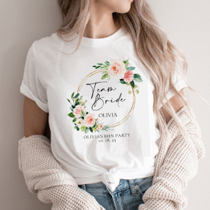 T-shirt Blush Floral Wreath Team Bride personnalisée