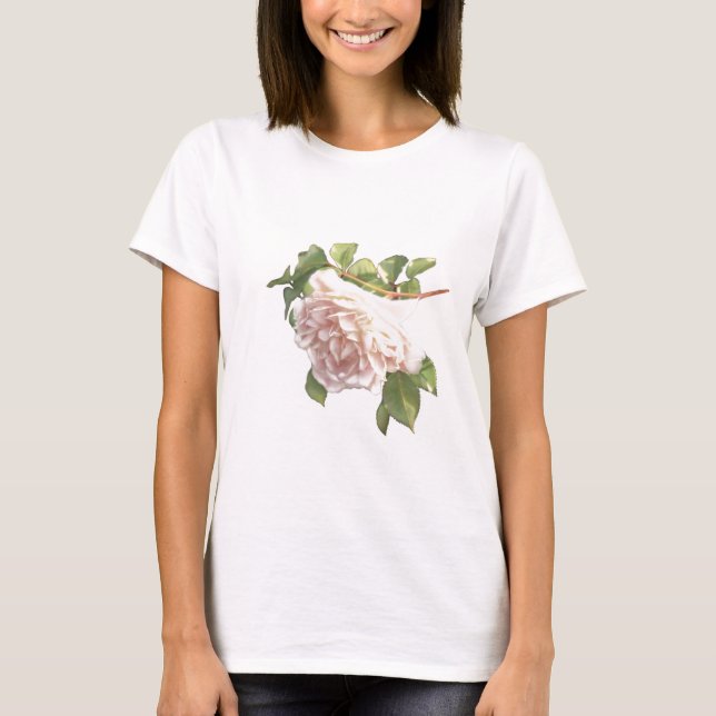 T-shirt Blushing Ivory Peach Rose (Devant)