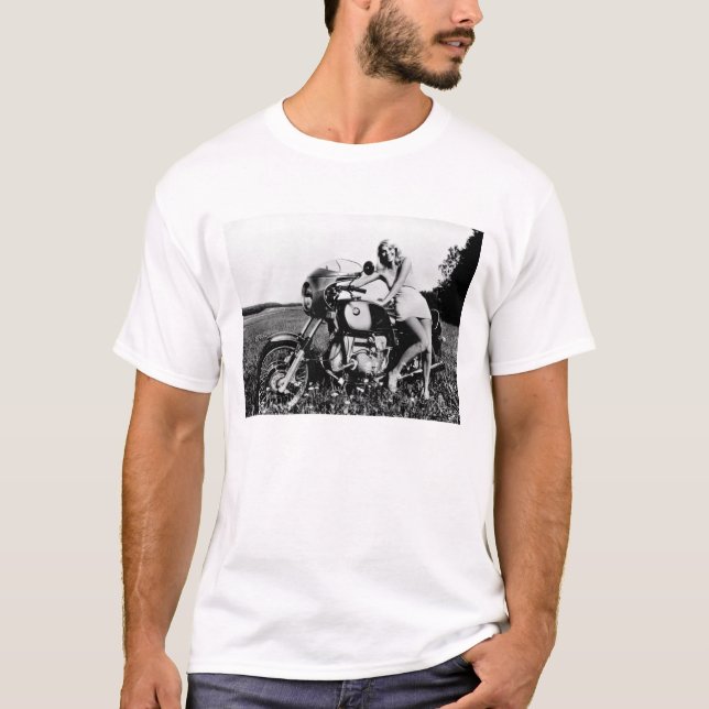 T-SHIRT BMWモーターサイクルと美しい女性 (Devant)