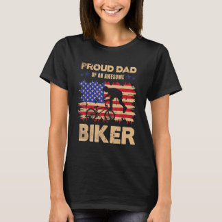 T-shirt Bmx biker PROUD DAD mixed with vintage flag
