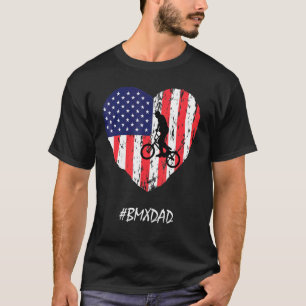 T-shirt Bmx Papa Américain Drapeau Coeur Vintage