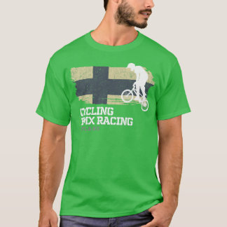 T-shirt BMX Vélo Finlande Drapeau Vélo Course BMX 30