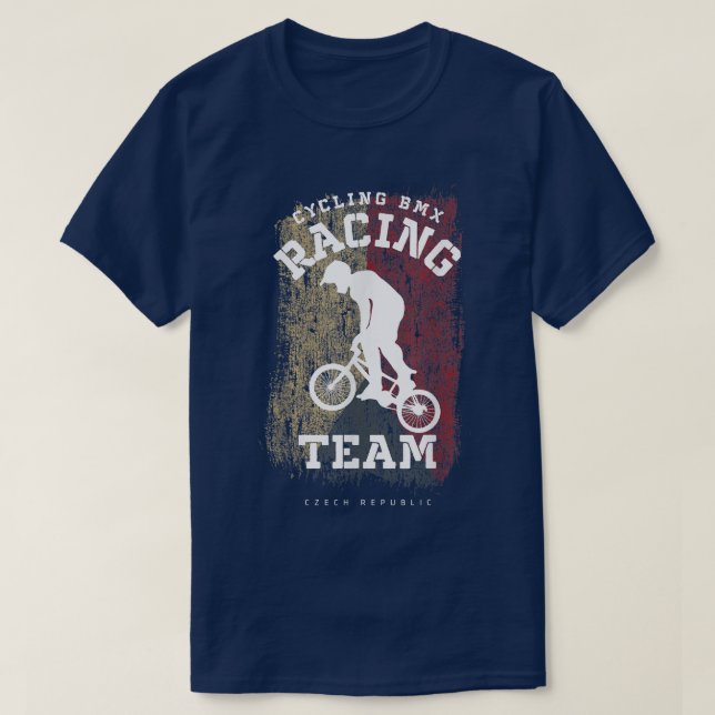 T-shirt BMX Vélo République Tchèque Drapeau Vélo Vélo Cour (Design devant)