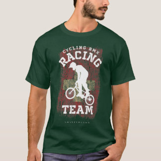 T-shirt BMX Vélo Suisse Drapeau Vélo Vélo Course BM