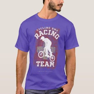T-shirt BMX Vélo Suisse Drapeau Vélo Vélo Course BM