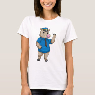 T-shirt Boar en tant qu'officier de police avec casquette