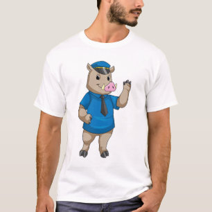 T-shirt Boar en tant qu'officier de police avec casquette 