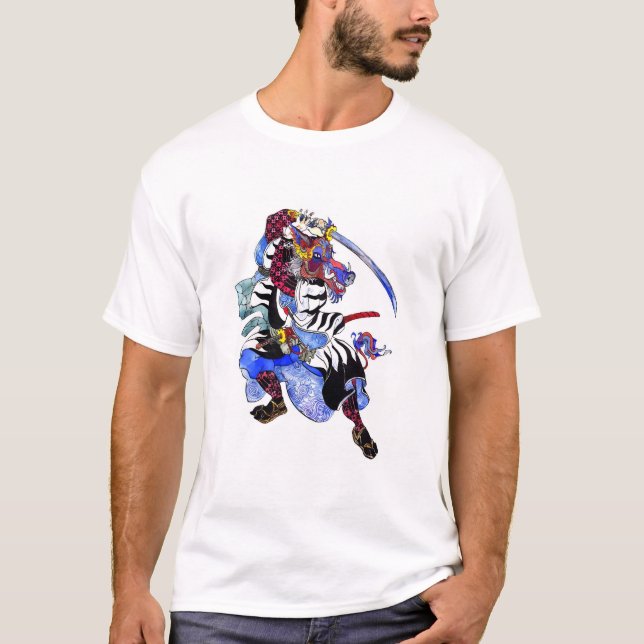 T-shirt Boar Samurai avec une épée à la japonaise (Devant)