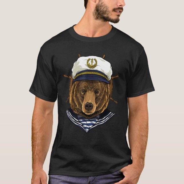 T-shirt Boat Captain Grizzly Bear Sailing Boat  Owners Sai (Devant)