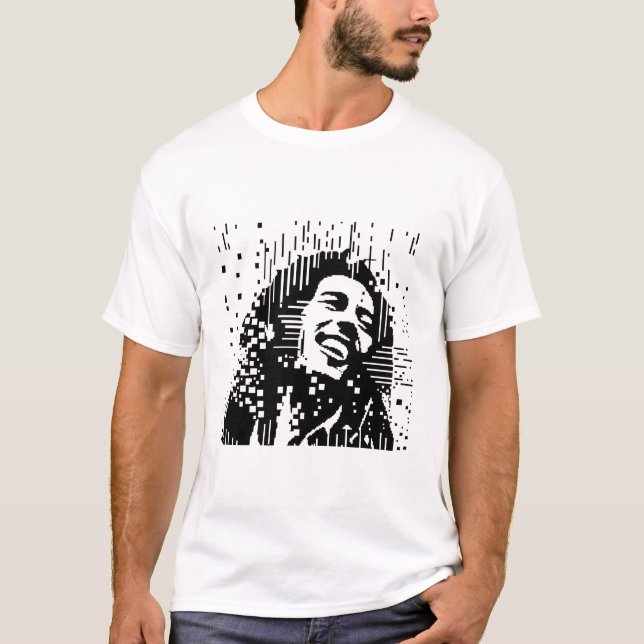 T-shirt Bob Marley Pixel Cuadrado (Devant)