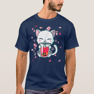 T-shirt Boba Boba Chat Boire Boba Cute Anime Girl Kawai