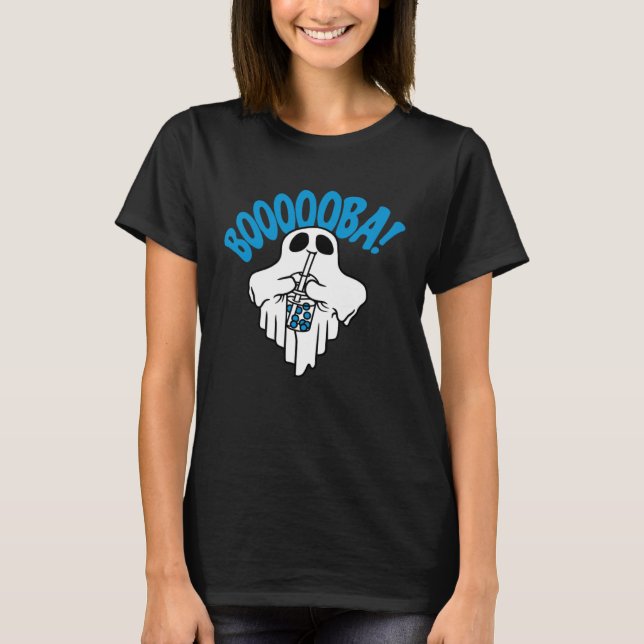 T-shirt Boba Bubble Tea drinking Ghost  Boooooba Cool Hall (Devant)