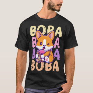 T-shirt Boba Corgi Chien Boire Bubble Tea Cream bulle te