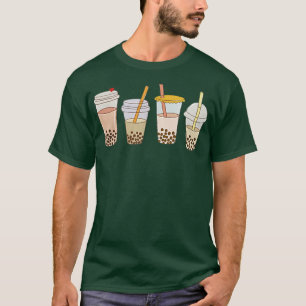 T-shirt Boba Cups Mini Logo Kawaii Anime - Bubble Tea Boba