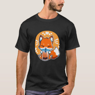 T-shirt Boba Fox Boire Kawaii Japonais Fox Bubble Lait