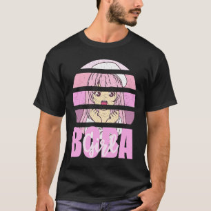 T-shirt Boba Girl Vintage Retro Sunset Girls Ados