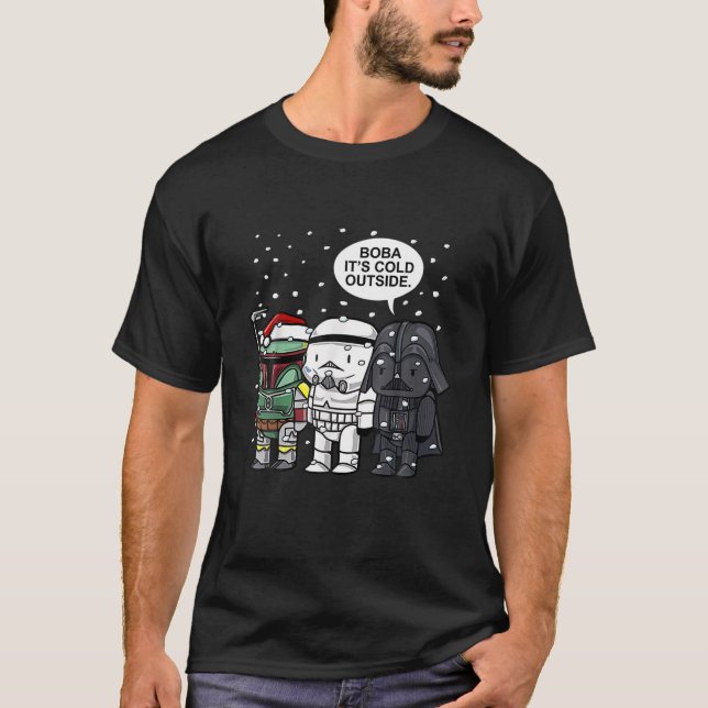 T-shirt Boba Il fait froid dehors Noël Neige Galaxy Vacanc (Devant)