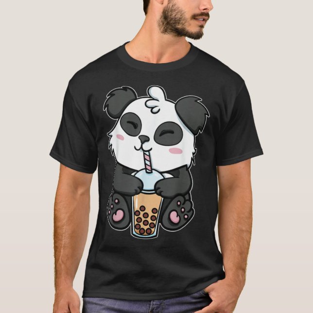 T-shirt Boba Tapioca Pearls Bubble Milk Tea Drink Panda (Devant)