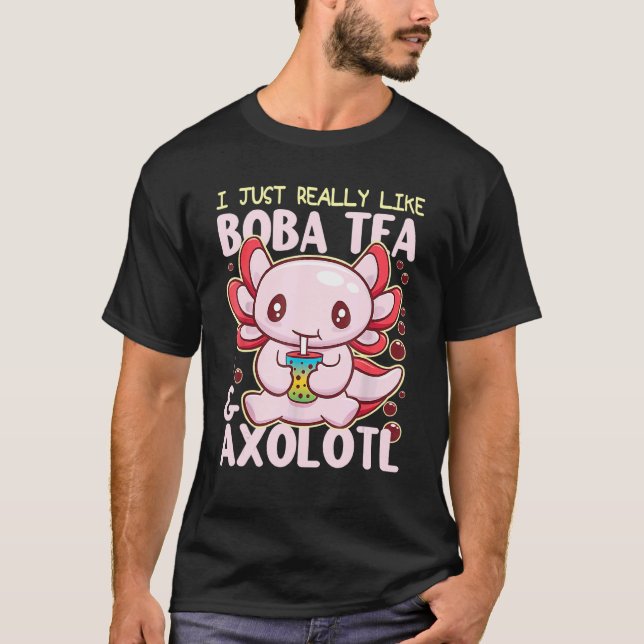 T-shirt Boba Tea Bubble Tea Axolotl  Axolotl (Devant)