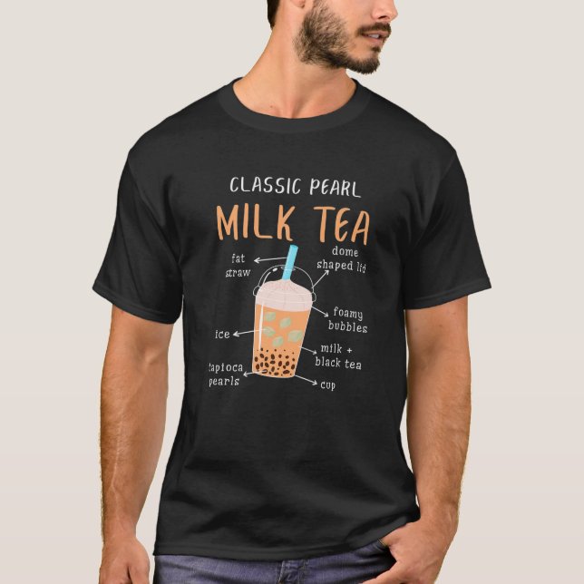 T-shirt Boba Tea Buble Tea Classic Pearl Milk Tea Diagramm (Devant)