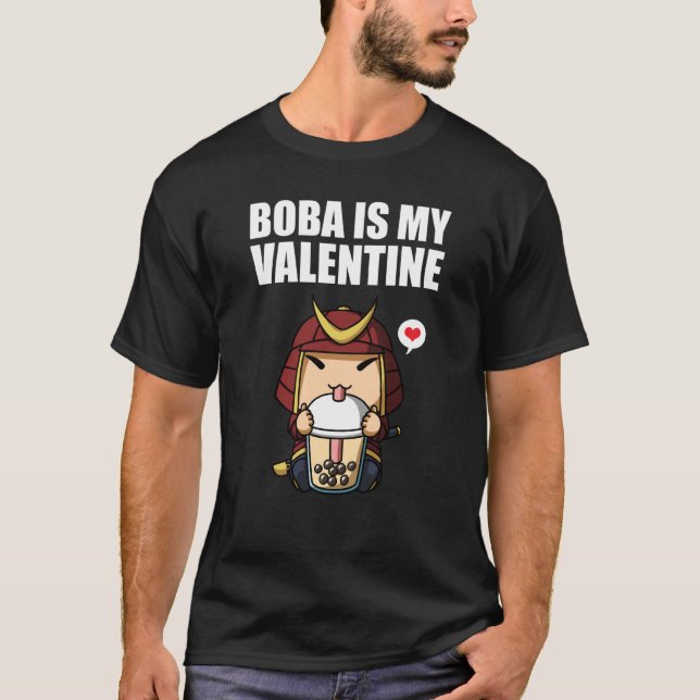 T-shirt Boba Tea is My Valentine Samurai Anti Valentines D (Devant)