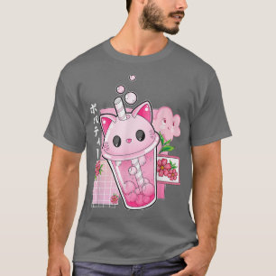 T-shirt Boba Thé Chat Bubble Thé Kawaii Anime Japonaise Fi