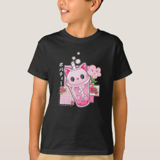T-shirt Boba Thé Chat Bubble Thé Kawaii Anime Japonaise Fi