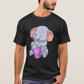 T-shirt Boba Thé Pour Femmes Elephant Anime Kawaii Funny E