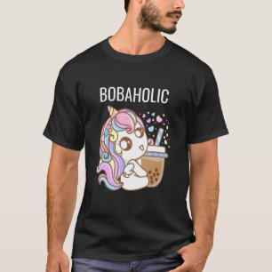 T-shirt Bobaholic Funny Unicorne Bubble Tea Shirts Femmes 