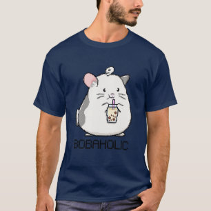 T-shirt Bobaholic Pixel Mouse Aime Boba Tea