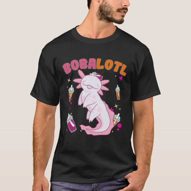 T-shirt Bobalotl Axolotl Boba Tea Bubble Milk (Devant)