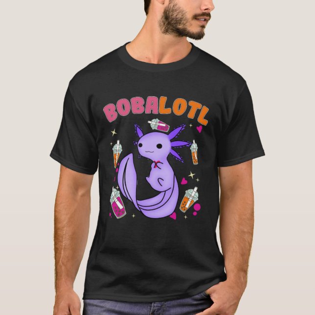 T-shirt Bobalotl Axolotl Boba Tea Bubble Milk  7 (Devant)