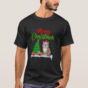 T-shirt Bobcat Les lumières des arbres de Noël Drôle Noël 